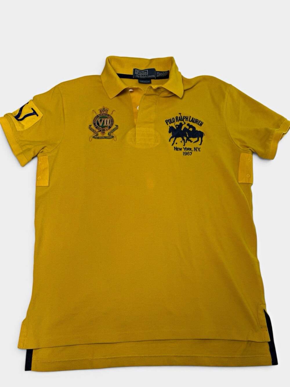 Polo Ralph Lauren Yellow Big Pony Crest Custom Fit Polo Shirt Mens Medium